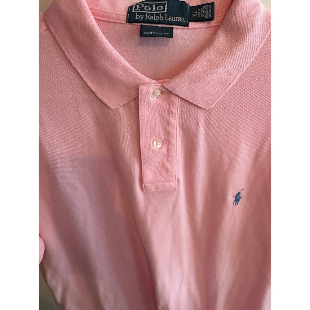 Polo Ralph Lauren Mens Pink Custom Fit Short Sleeve Mesh Polo Shirt XL